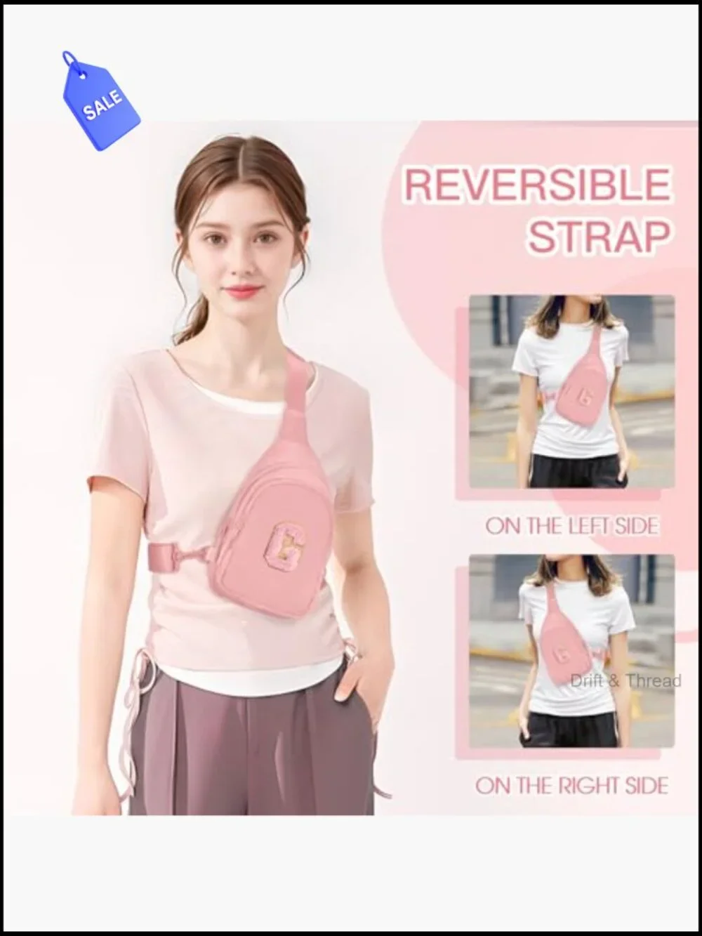 Cute Initial Letter Sling Bag Crossbody Fanny Pack Adjustable Strap Girls Women